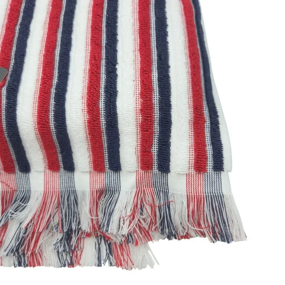 Rachel Zoe Americana Striped Oversized Beach Towel With Fringe 40x70 Pool Resort